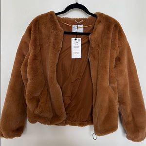 NWT Bershka Faux Fur Cropped Jacket